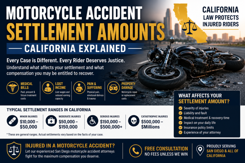 Motorcycle Accident Settlement Amounts in California